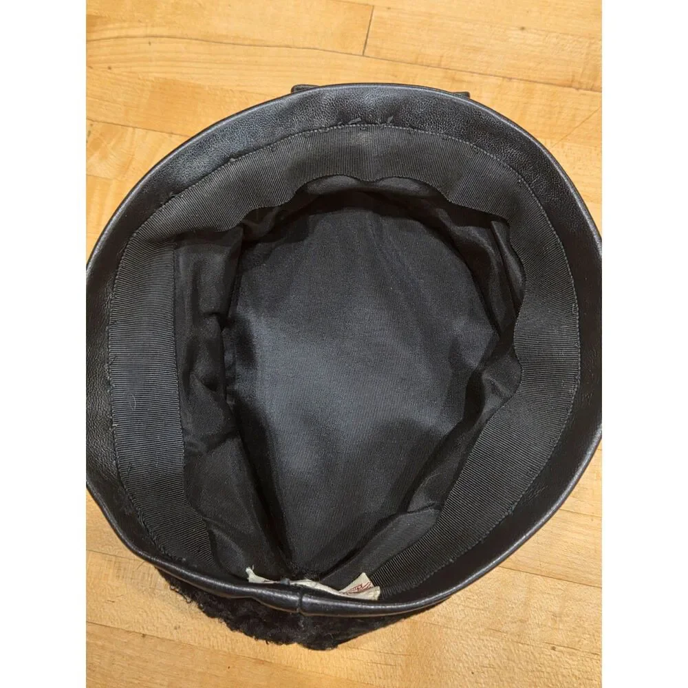 Vintage Pogues Cincinnati Black Persian Lamb Faux Fur Pillbox Hat